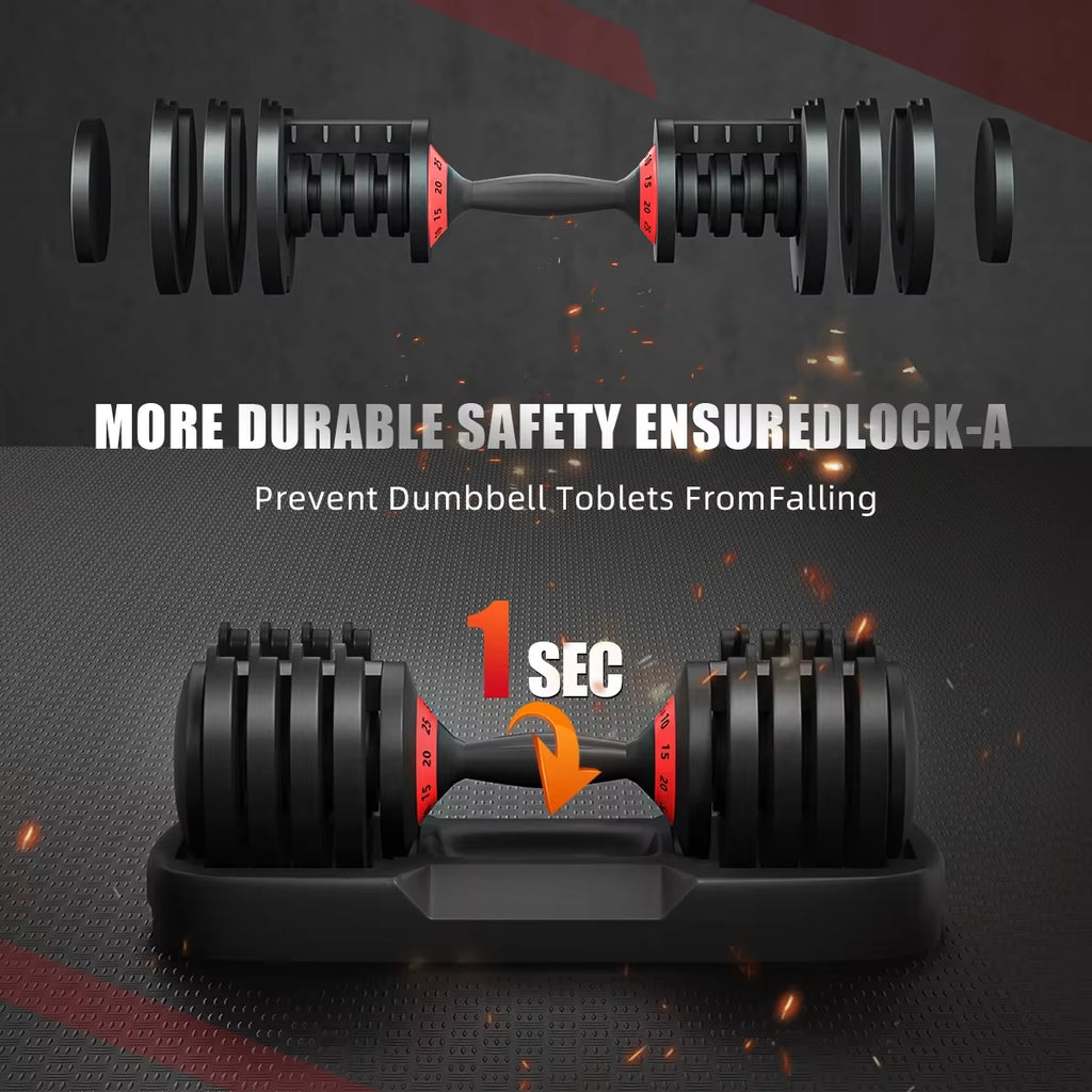 Strength Training Dumbell Set 24Kg 25Lb 55Lb Weight Adjustable Dumbbells for Men and Women