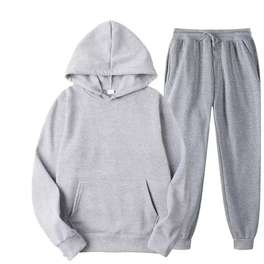 Men'S Tracksuit Jogger Sportswear Casual Sweatershirts Sweatpants Streetwear Pullover Solid Color Fleece Hoodies Sports Suit New