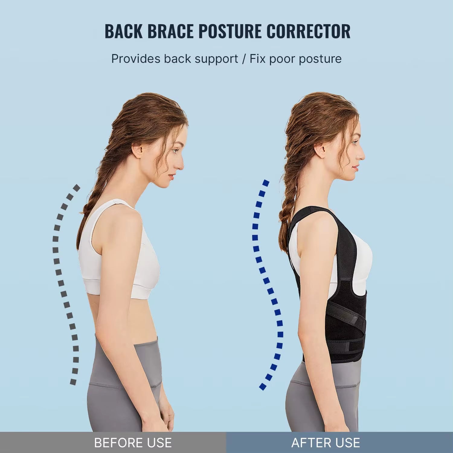 Upper&Lower Back Brace Posture Corrector: Shoulder Straightener Adjustable Support Pain Relief - Scoliosis Hunchback Hump