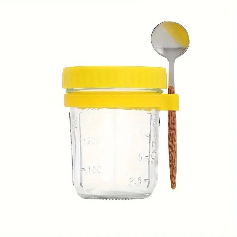 350ML Overnight Oat Cup Glass with Lid and Spoon Seal Food Breakfast Cup Portable Cereal Milk Salad Yogurt Cup Kitchen Item