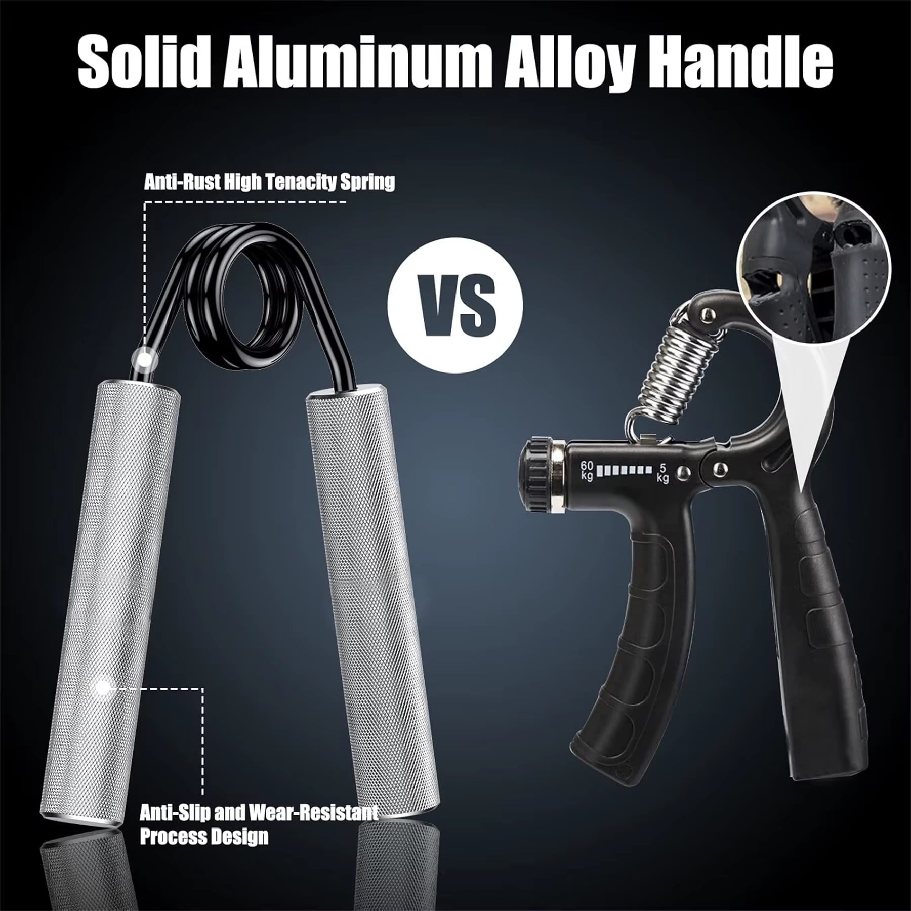 Metal Grip Strength Trainer 100Lb/150Lb/200Lb Grip, Non-Slip Hand Grip for Muscle Strengthening and Hand Rehabilitation Exercise