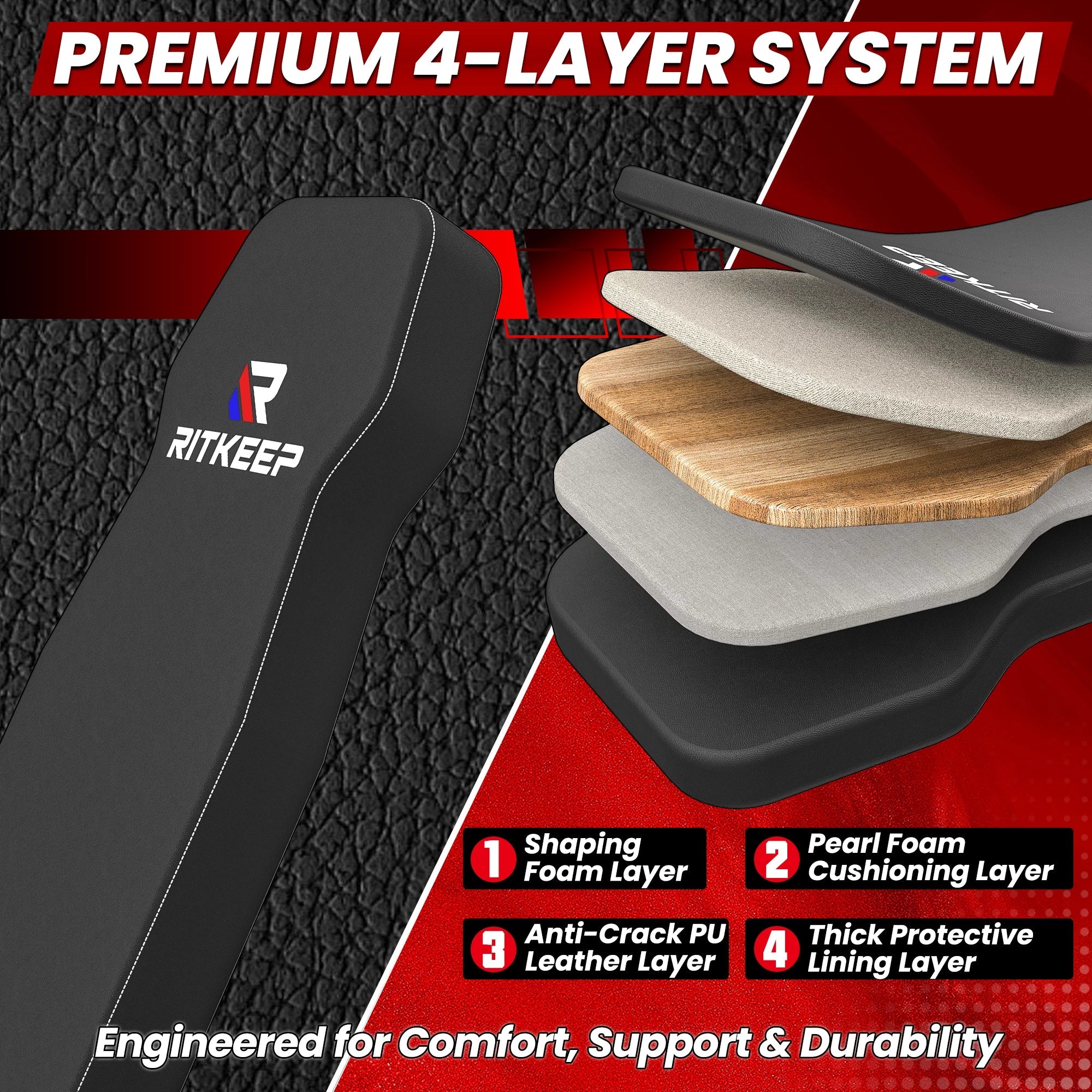 RAB-2000 Adjustable Weight Bench with Leg Attachment