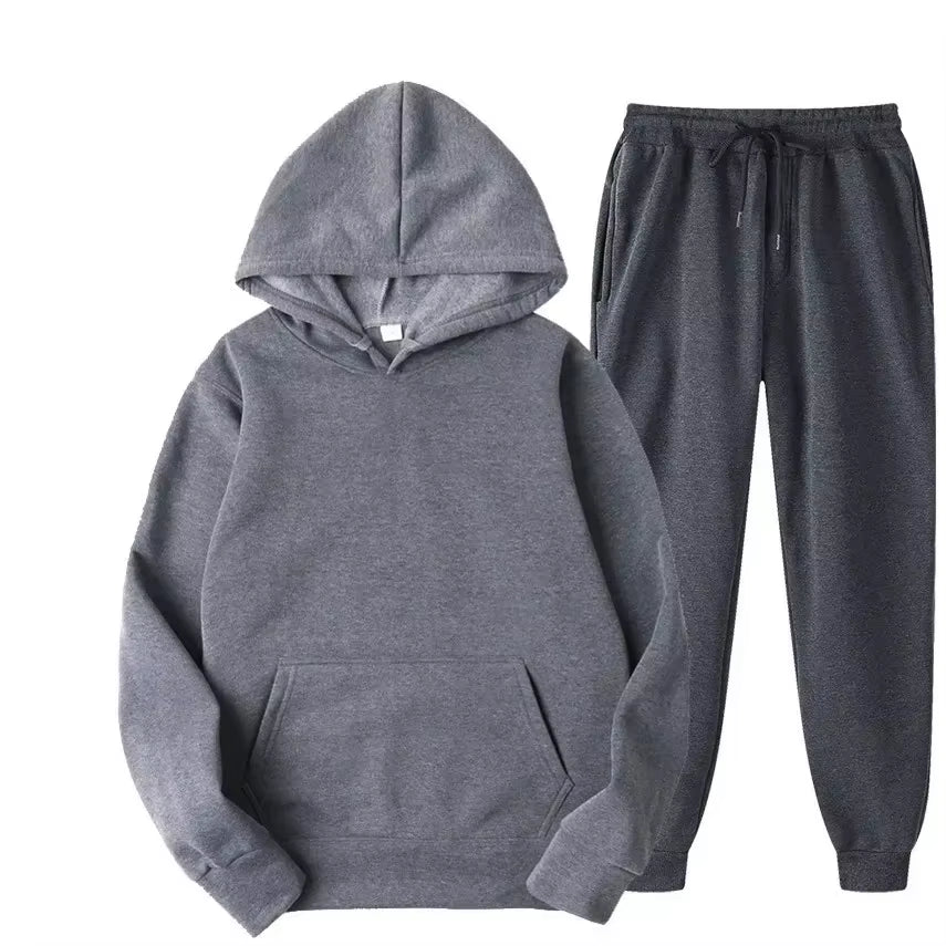Men'S Tracksuit Jogger Sportswear Casual Sweatershirts Sweatpants Streetwear Pullover Solid Color Fleece Hoodies Sports Suit New
