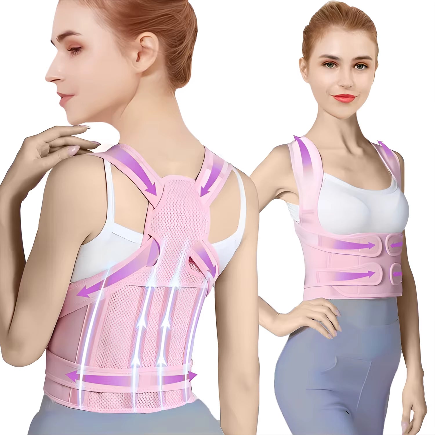 Upper&Lower Back Brace Posture Corrector: Shoulder Straightener Adjustable Support Pain Relief - Scoliosis Hunchback Hump