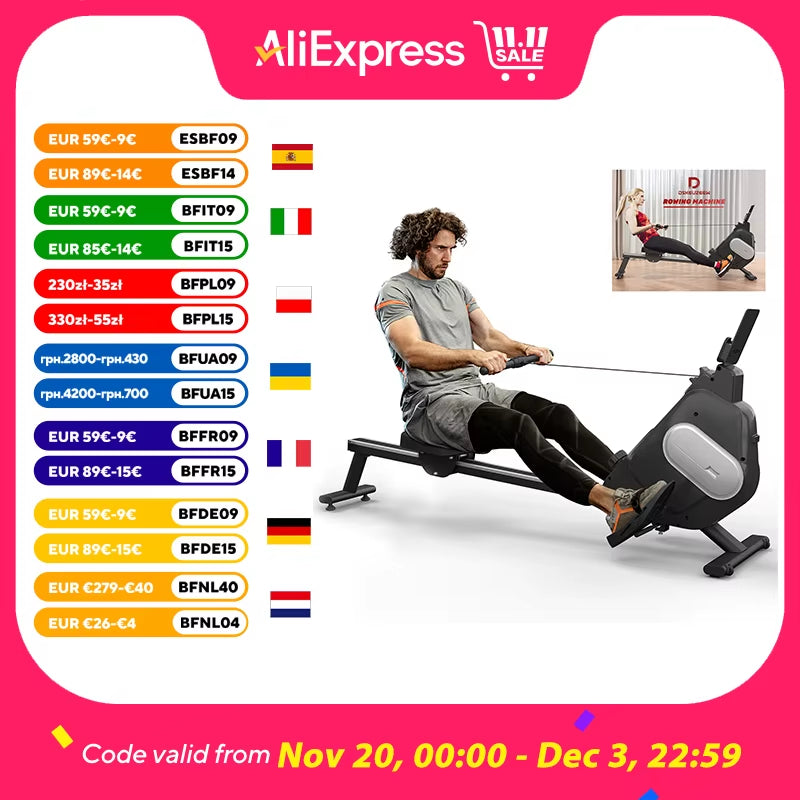 Home Rowing Machine Magnetic Rowing Machine 16 Resistance Levels LCD Display Maximum Load 120Kg Foldable Magnetic Rowing Machine