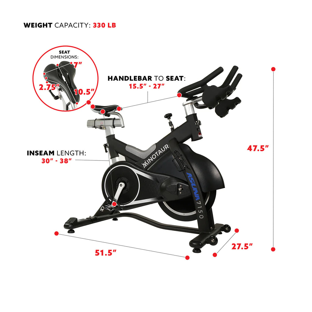 Minotaur Stationary Exercise Bike Magnetic High Weight Belt Drive