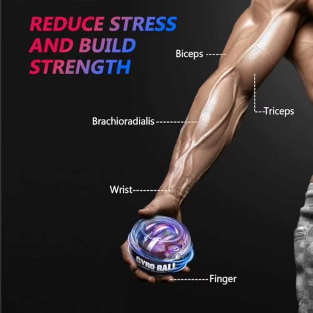 Gyro Ball Powerball Gyroscope Auto-Start for Wrist Forearm Exerciser Power Ball for Muscles Strengthening with 5 Colors LED
