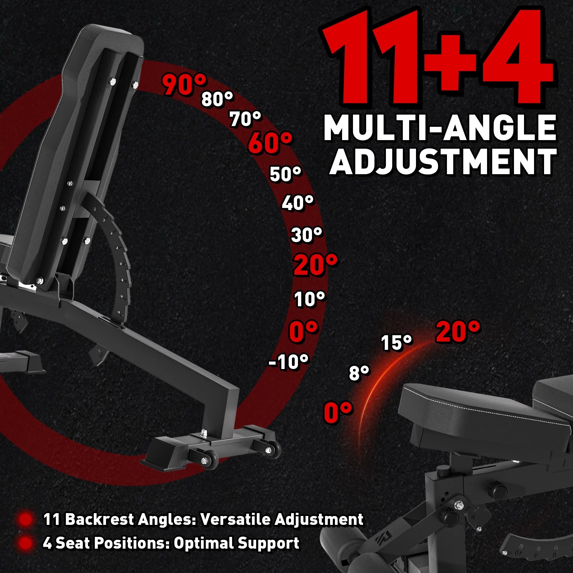 RAB-2000 Adjustable Weight Bench with Leg Attachment