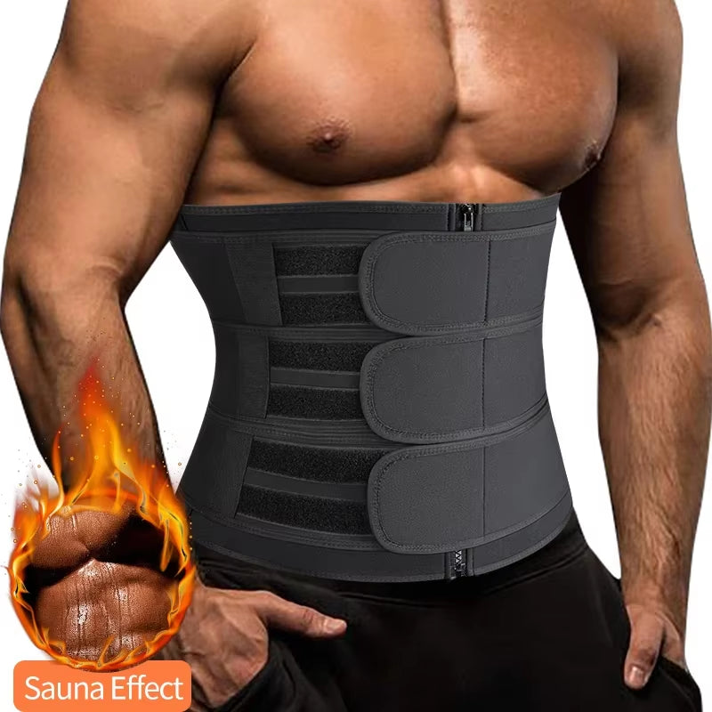 Men Waist Trainer Trimmer Belt for Weight Loss Neoprene Body Shaper Sauna Workout Sweat Belly Belt with Double Straps Shapewear