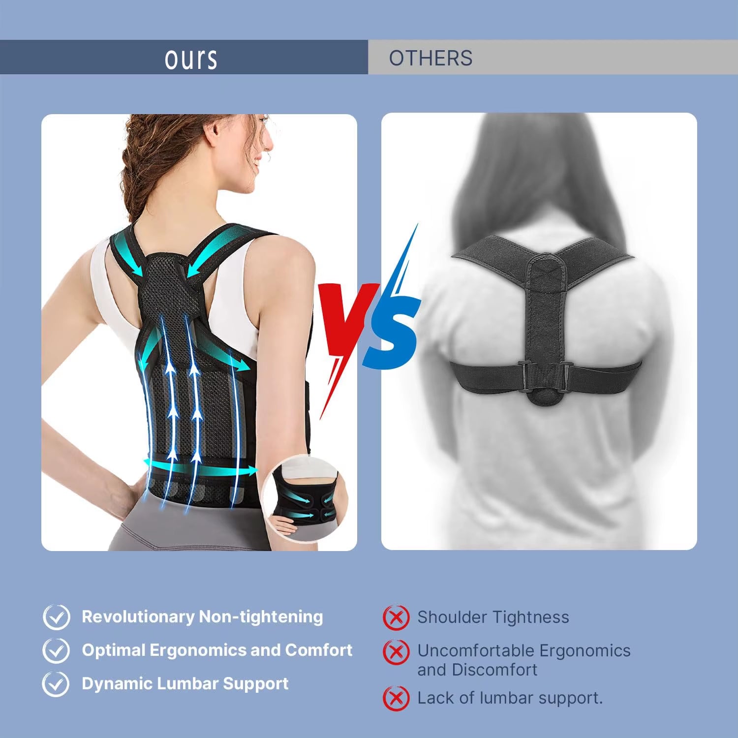 Upper&Lower Back Brace Posture Corrector: Shoulder Straightener Adjustable Support Pain Relief - Scoliosis Hunchback Hump